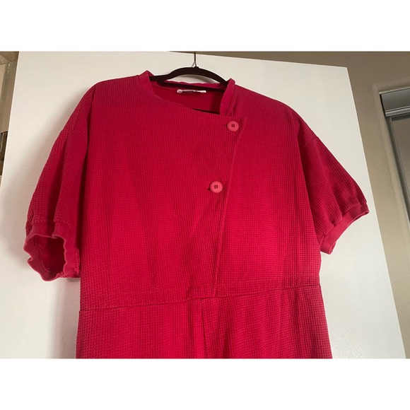 Vintage Vanity Fair “Hot Shots” waffle knit jumpsuit romper pink S asymmetric - Picture 4 of 5